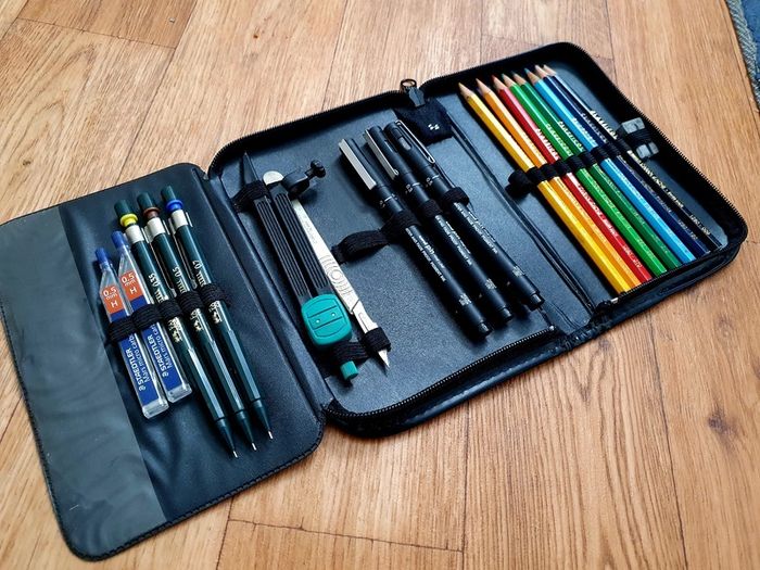 Artist Pencil Case with Drawing & Colouring Supplies