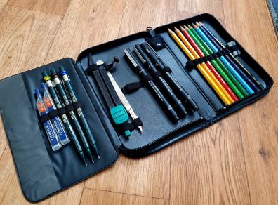 Artist Pencil Case with Drawing & Colouring Supplies