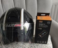 Ls2 motorbike helmet and motorbike smart charger