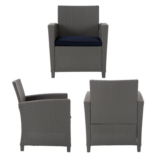 Cosco Malmo 4PC Patio Set - Grey w/ Navy Cushions - 88529GBLEUK