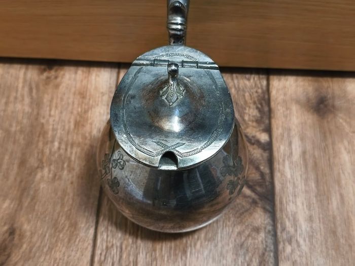 Silver Plated Teapot Vintage Engraved Floral Antique Rustic Decor Victorian Jug Coffee Pot