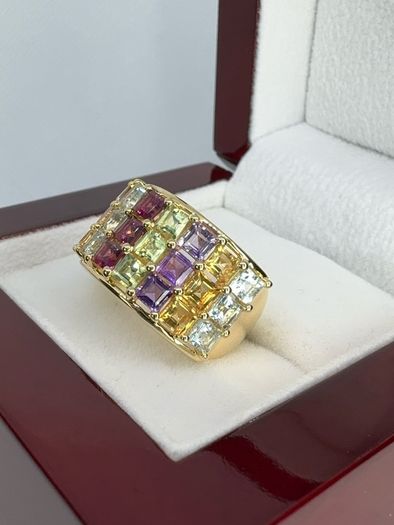 Silver Multi-Gemstone Statement Ring Harry Ivens