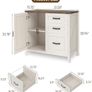 31 Inch Lateral Filing Cabinet with 1 Door & 3 Drawers, Wood Farmhouse Home Office Printer Stand, Rustic White for A4/Letter Suspension Files Image 2