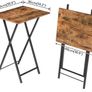 Side Table 2 Set, Folding Tables, TV Tray Table, Snack Table for Eating, Small Sofa End Laptop Drinks Coffee Table for Small Space, Living Room, Industrial, Metal Frame Image 4