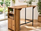 Kitchen Bar Table with Storage Shelves and Fold Out Extension