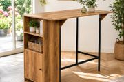 Kitchen Bar Table with Storage Shelves and Fold Out Extension