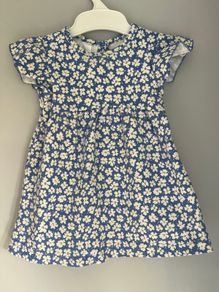 Zara blue & white floral dress Size 6-12 mths EUC