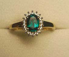 Stunning Lab Grown Emerald & Natural Zircon Oval Cluster Ring