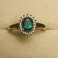 Stunning Lab Grown Emerald & Natural Zircon Oval Cluster Ring
