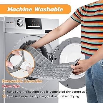 Heating pad, Electric Heat Pad with Automatic Switch-Off and 6 Temperature Levels Heating pad for Back Neck Shoulder Belly Heating Technology - Machine Washable. (20" x 24", Silver Gray)