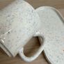 White Mug + Tray Set with multicoloured spots Image 2