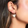 Butterfly Hoop Earrings Delicate Mother-of-Pearl Dangles Image 3