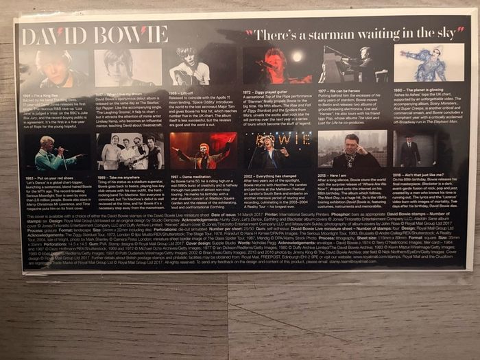 David Bowie 1st Edition set of stamps