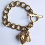 Juicy Couture Logo Heart J Charms Gold Tone Chain Link Toggle Clasp Bracelet 8" Image 5