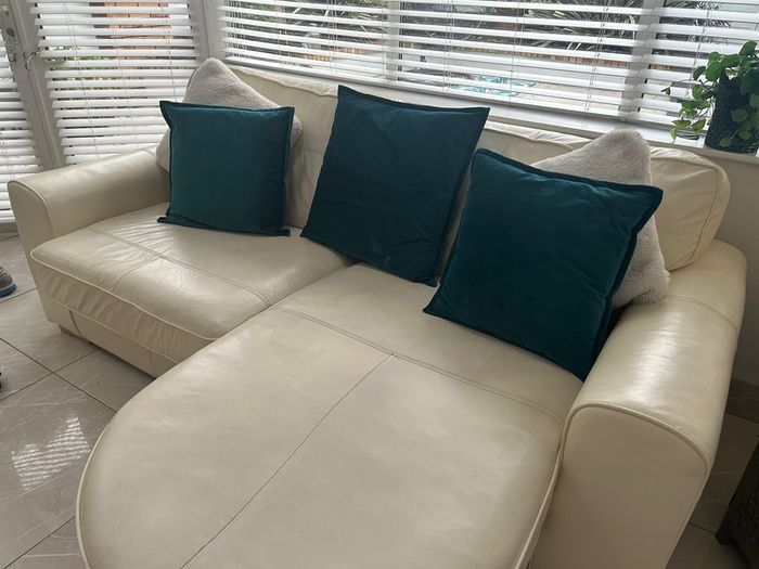 Cream Leather Sofa