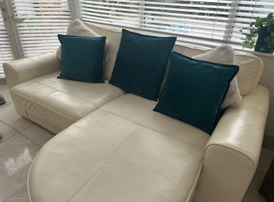 Cream Leather Sofa