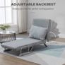 Suedette Adjustable Back Futon Sofa Chair - Grey Image 4