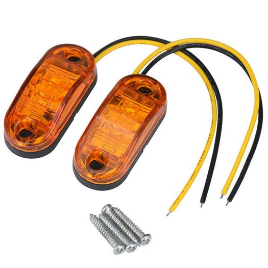 12V-24V Amber 2 LED Side Marker Light Blinker For Truck Trailer Tractor Van Waterproof