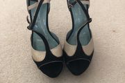 Kurt Geiger 6 platform black and cream strapped shoe
