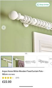 BNIB Argos white curtain pole 1.8m