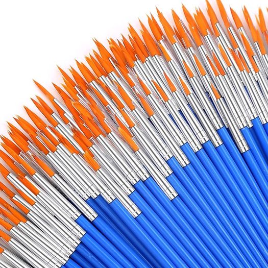 100Pcs Paint Brushes Small, Anezus Paint Brushes for Kids Fine Paint Brushes Set Detail Paint Brushes for Classroom Model Canvas Face Nail Art Acrylic Watercolor Paint Craft Supplies