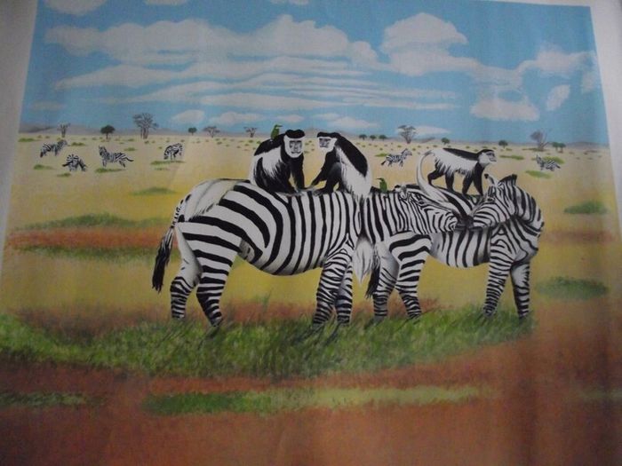 E.B. Watts - Ltd. Edition Print - 39/200 - Zebras and Colobus Monkeys - 20th Century