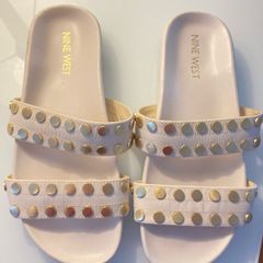 Nine West cream and gold sandals, extremely comfortable, size 5W