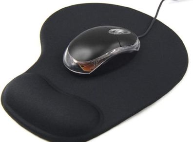 Mouse Mat Black Anti-slip Comfort Mouse Pad Mat With Gel Foam Rest Wrist Support For Pc Laptop - Compatible With Laser And Optical Mice