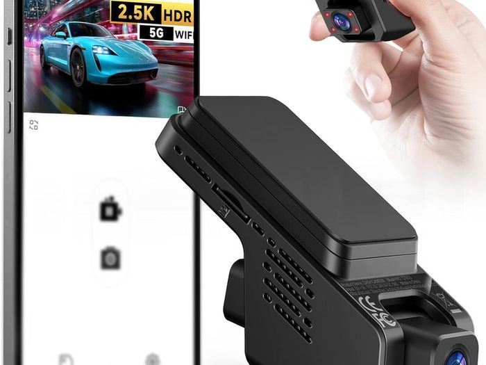 Dash Cam Front and Inside 2.5K+1080P Mini Camera for Cars, Hidden Car Camera Front and Interior, Super Night Vision, 4 IR LEDs, G-Sensor, 24H Parking Mode, Loop Recording, With 32GB Card, Dark