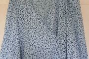 full length monkl blue summer dress with long sleeves.