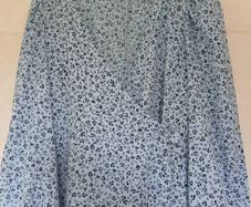 full length monkl blue summer dress with long sleeves.