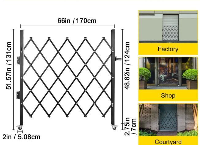 Single Folding Security Gate Steel Accordion Security Gate, Flexible Expanding Security Gate, 360 Rolling Barricade Gate, Scissor Gate or Door with Padlock
