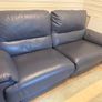 Blue Leather DFS Recliner Sofa & Footstool Image 4
