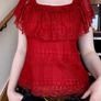 Brick Red Lace Off-Shoulder Top, stylish summer lace top, boho top Image 5