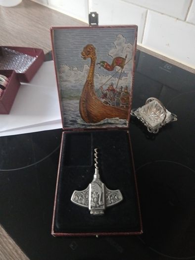 Vintage Norwegian Konge Tinn Pewter Viking Corkscrew - Hardanger Bestikk Boxed