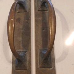 Pair Vintage Solid Brass 12" Pull Door Handles