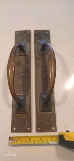 Pair Vintage Solid Brass 12" Pull Door Handles