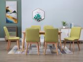 Dining Chairs 6 pcs Green Fabric and Solid Oak Wood