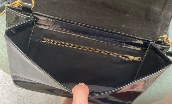 Vintage 80s French black patent bag