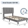 Small Double Bed Frame, Light Grey, Upholstered Wooden Slat Bed Frame with Headboard Image 7