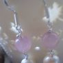 Sterling Silver,Rose Quartz, Pearl Earrings, New, Handmade Image 3