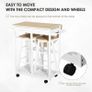 Foldable Kitchen Trolley Island Set with Casters 2 Barstool Chairs Folding Table Drop Leaf Storable Bottom Apartment Dorm Image 7