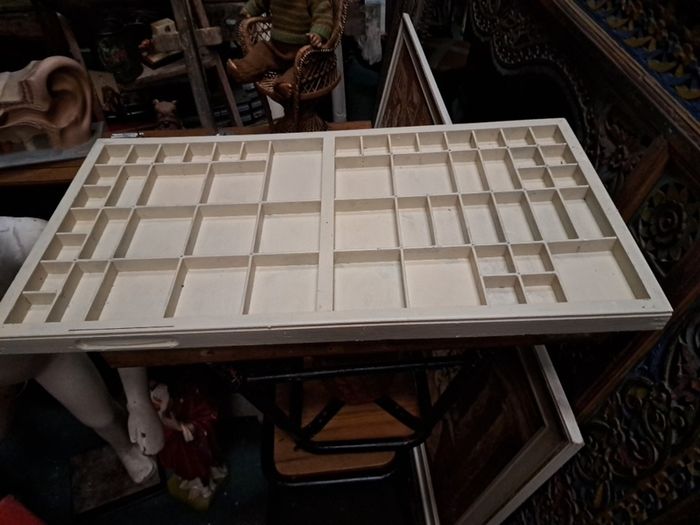 Vintage Wooden Painted Printers Tray