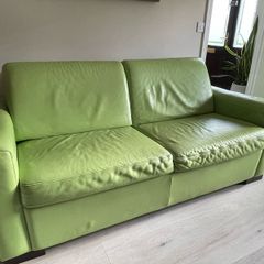 Green leather sofa bed - Comfortable and easy to convert
