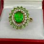 Ammolite, Tsavorite Garnet White Zircon Ring Image 2