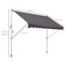 Balcony 3 x 1.5m Manual Adjustable Awning DIY Patio Clamp Awning Canopy Grey Image 2