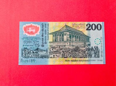 Sri Lanka  200  Rupees. 1998  . Pick  114b  POLYMER / PLASTIC . ( Uncirculated )