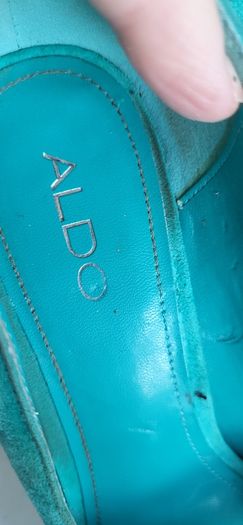 ALDO suede aqua peep toe heels Sz 40 (Fit 7UK)