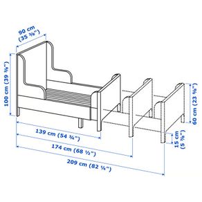 Girl Extendable Bed. light Pink and Mattress. IKEA BUSUNGE