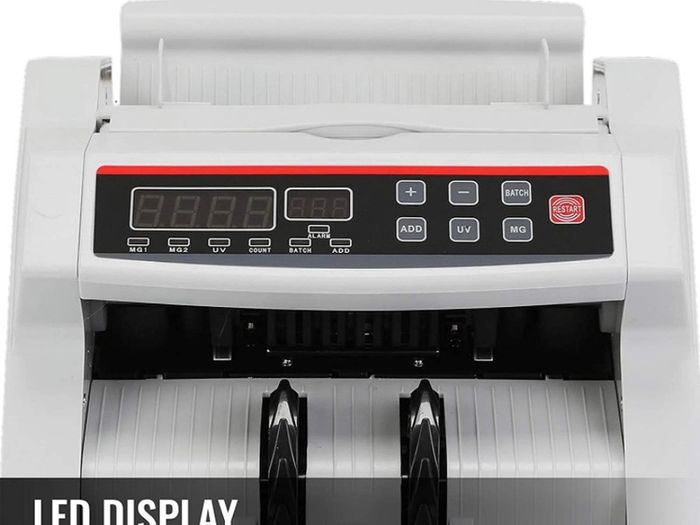 Money Bill Counter 1000 PCS/min 80W Currency Cash Counting Machine UV MG Counterfeit Detection with LED Display (FREE POSTAGE)
